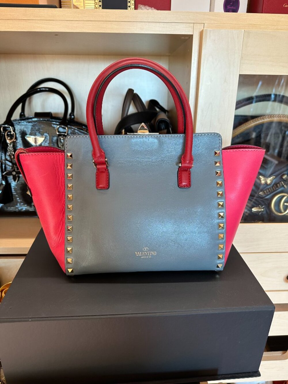 Valentino Color blocked Leather Rockstud Tote - Picture 4 of 8